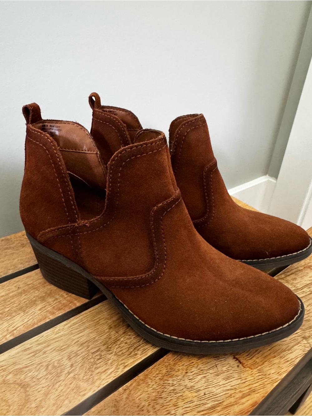 Sonoma Suede Ankle Booties in Chestnut